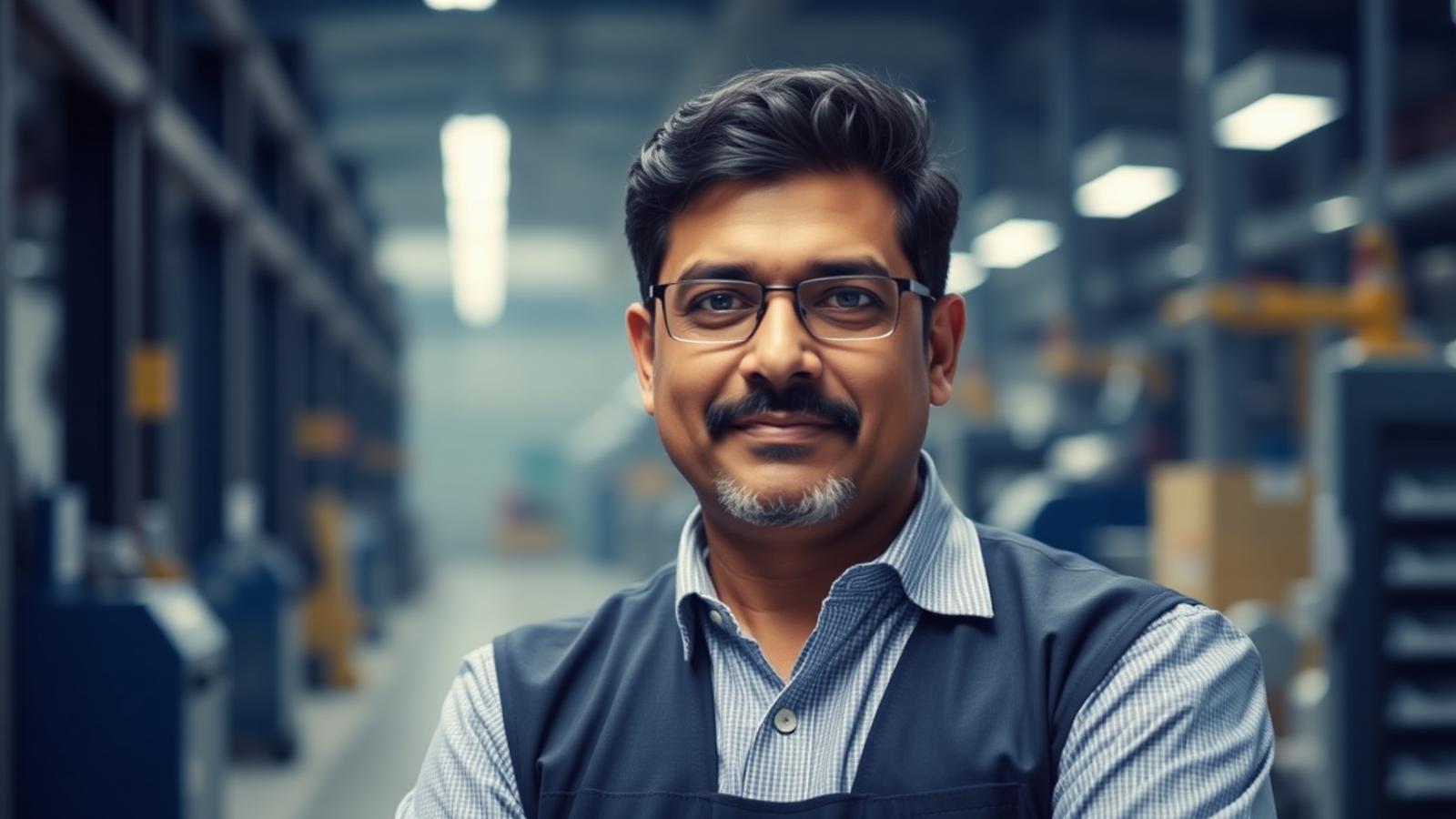 Kri8 Drive Digital founder portrait inside a manufacturing facility